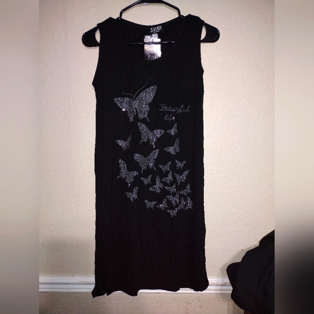 Beautiful life butterfly midi rhinestone dress NWT very stretchy material